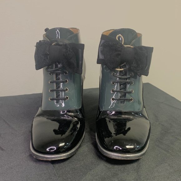 CHANEL Patent Leather Lace-Up Boots - Picture 1 of 12